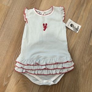 NWT Magnolia Baby Lobster Cotton Onesie with Ruffles - Size 12M
